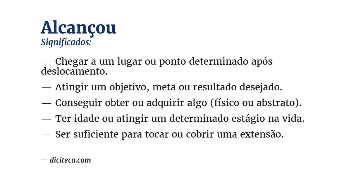 Significado de alcançou