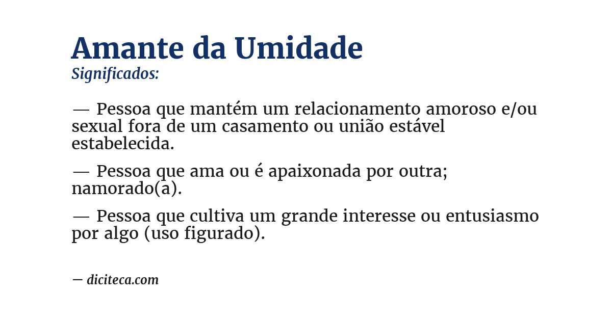 Significado de amante da umidade