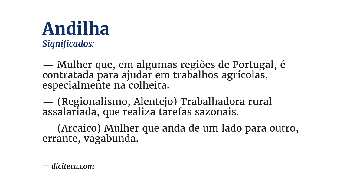 Significado de andilha