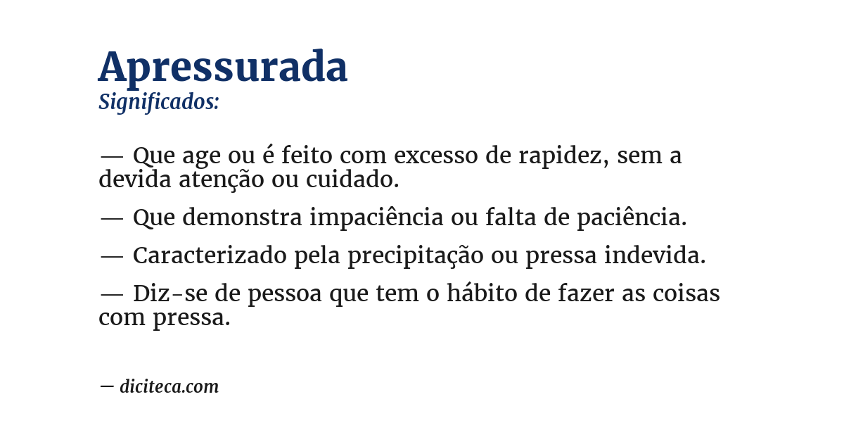 Significado de apressurada