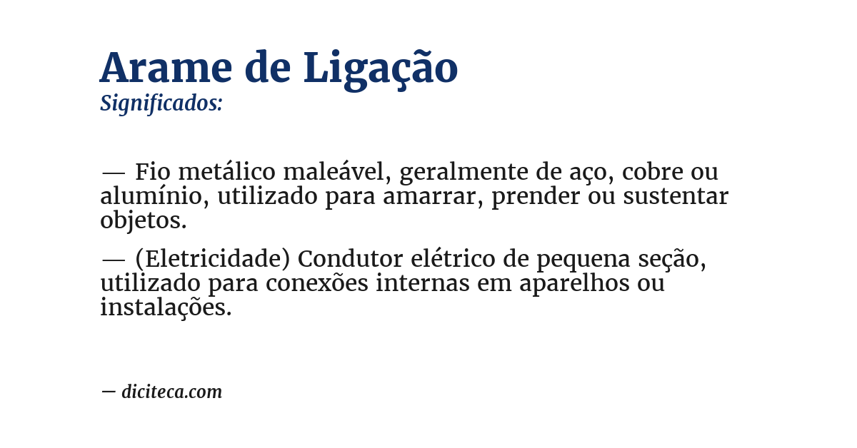 Significado de arame de ligação