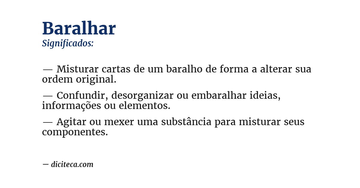 Significado de baralhar
