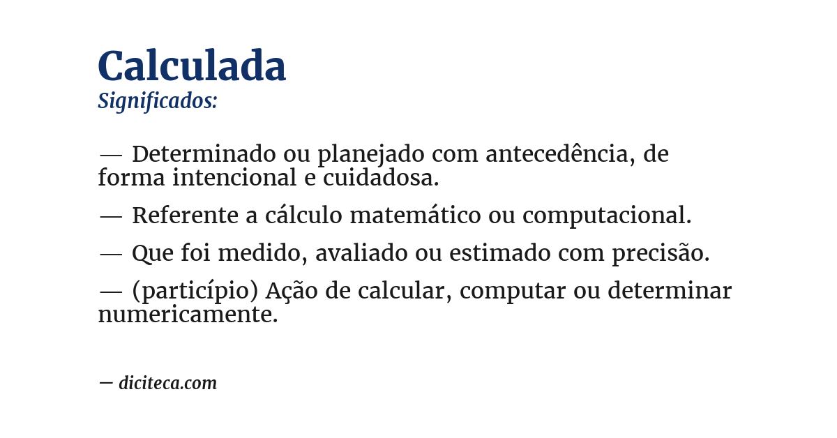 Significado de calculada