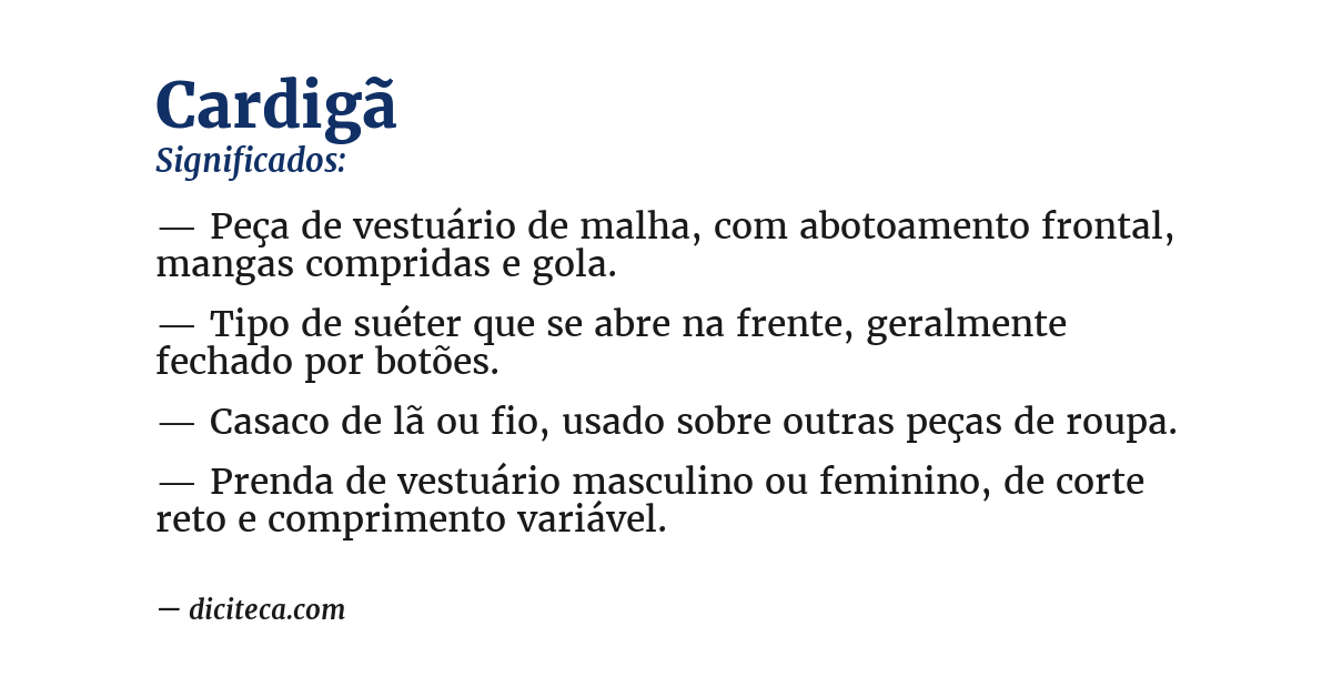 Significado de cardigã