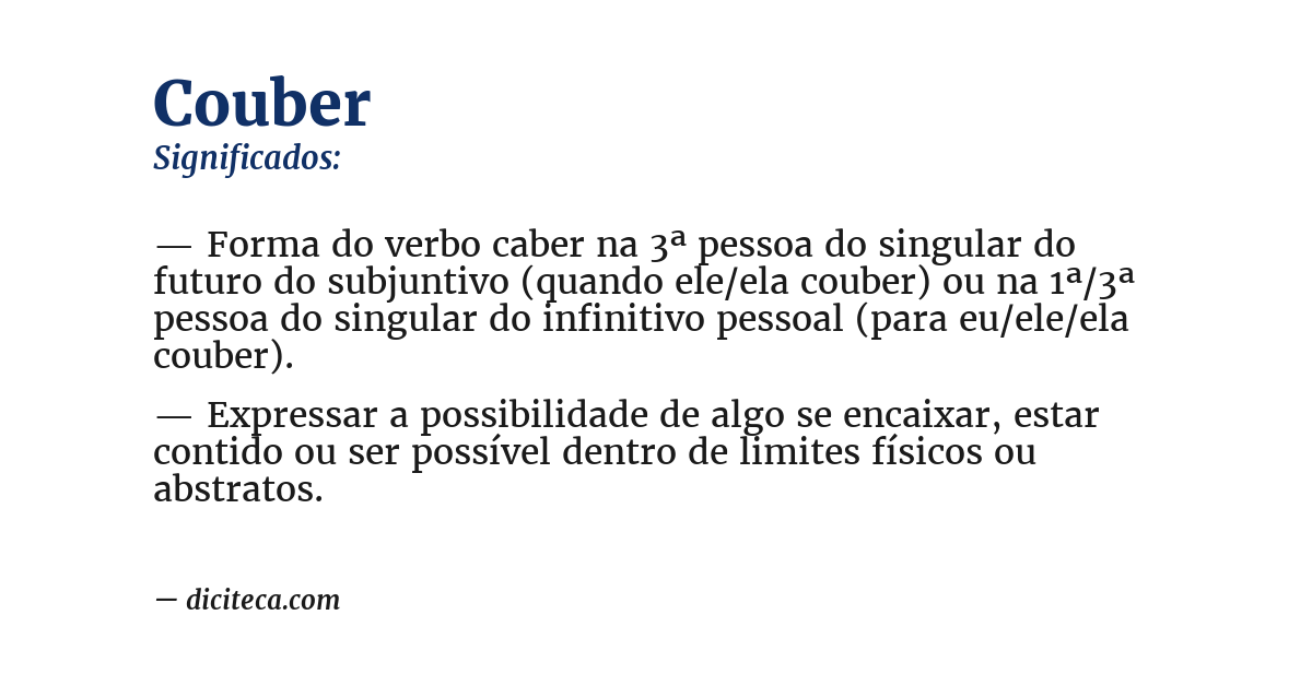 Significado de couber