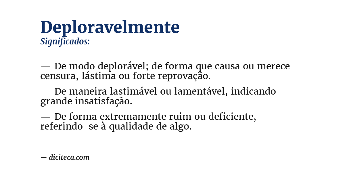Significado de deploravelmente
