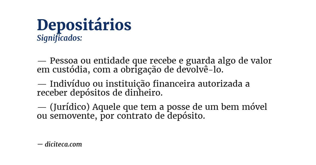 Significado de depositários