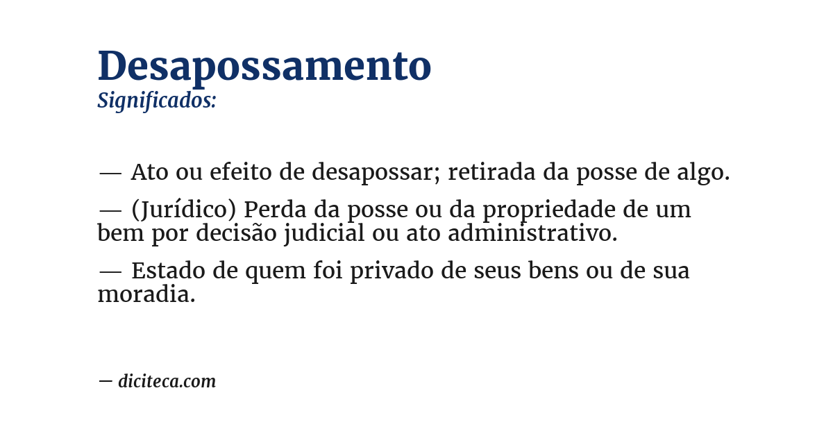 Significado de desapossamento