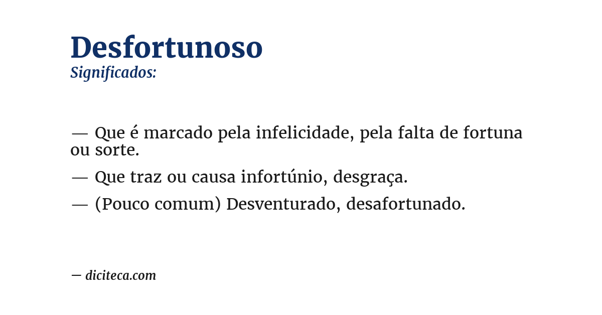 Significado de desfortunoso