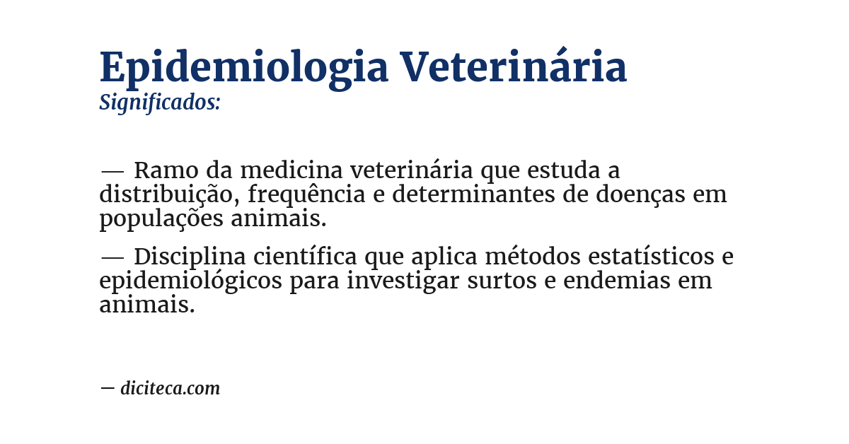 Significado de epidemiologia veterinária
