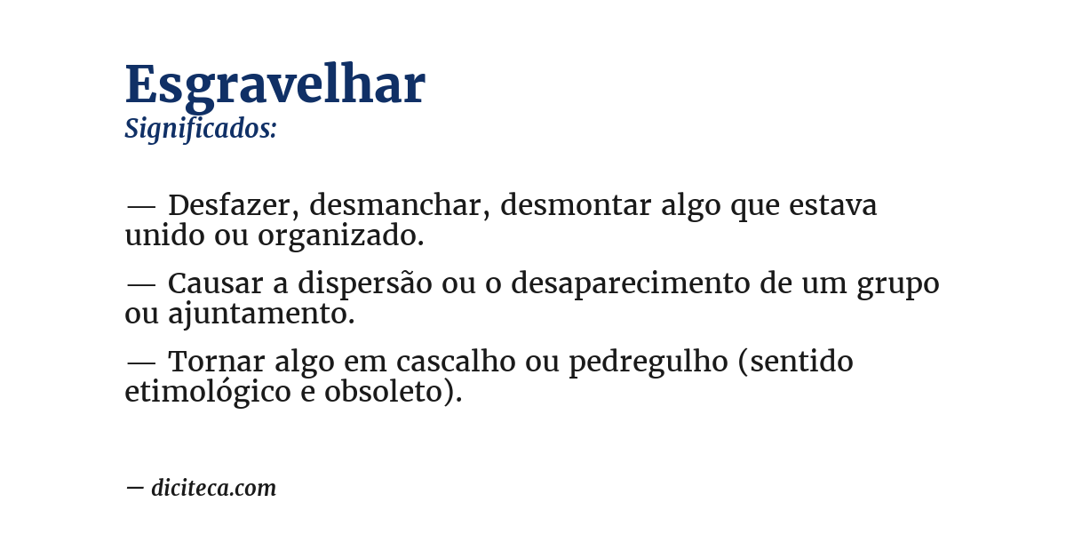 Significado de esgravelhar