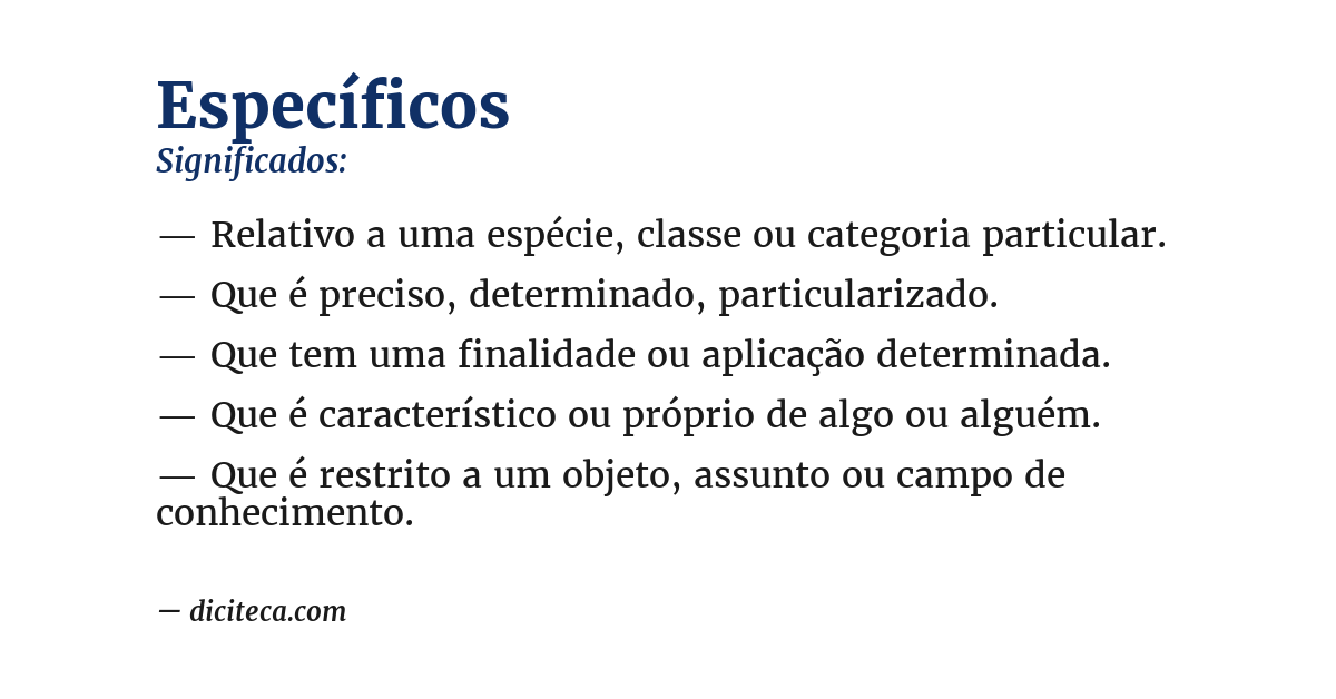 Significado de específicos