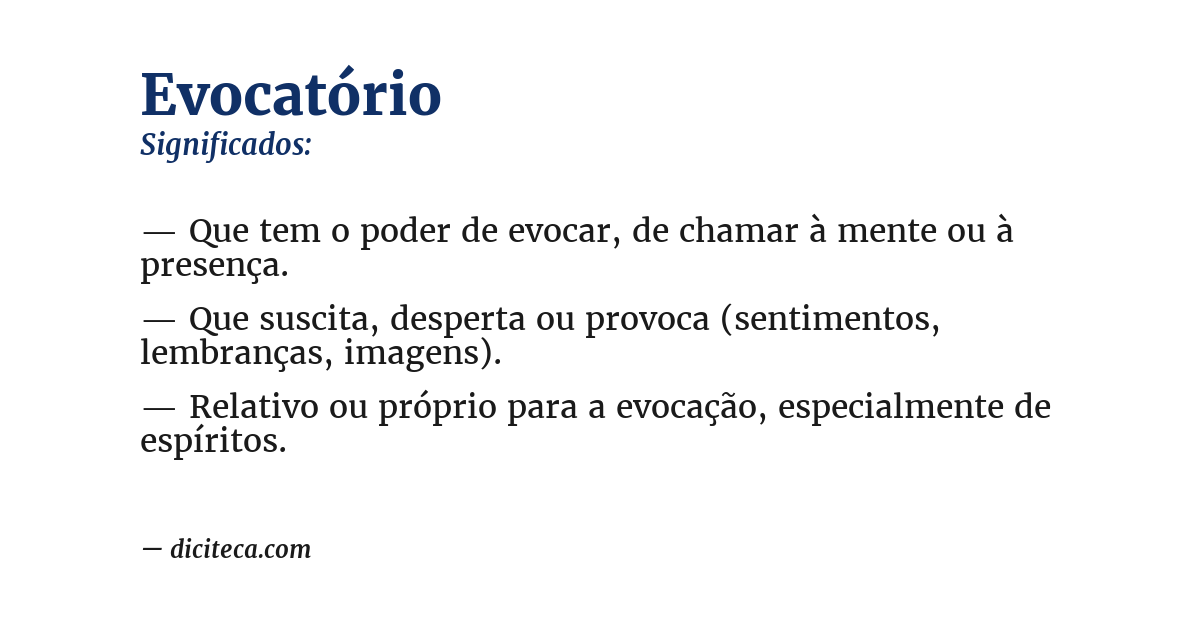 Significado de evocatório