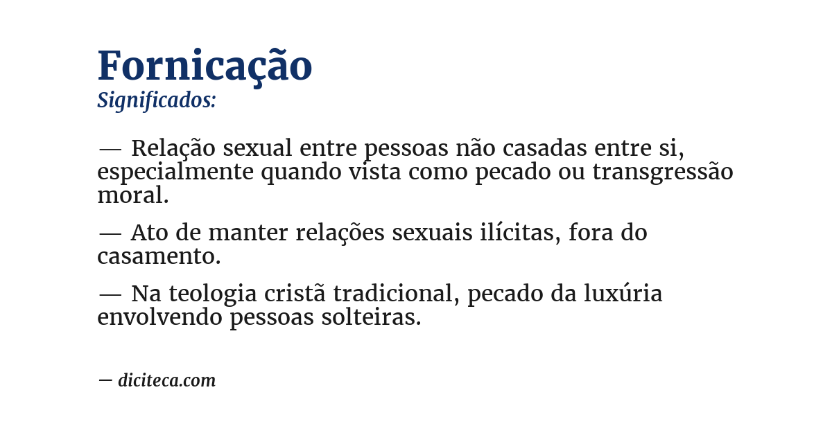 Significado de fornicação