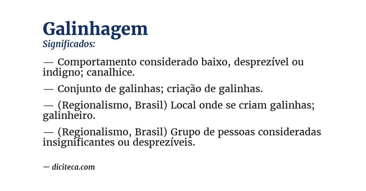 Significado de galinhagem