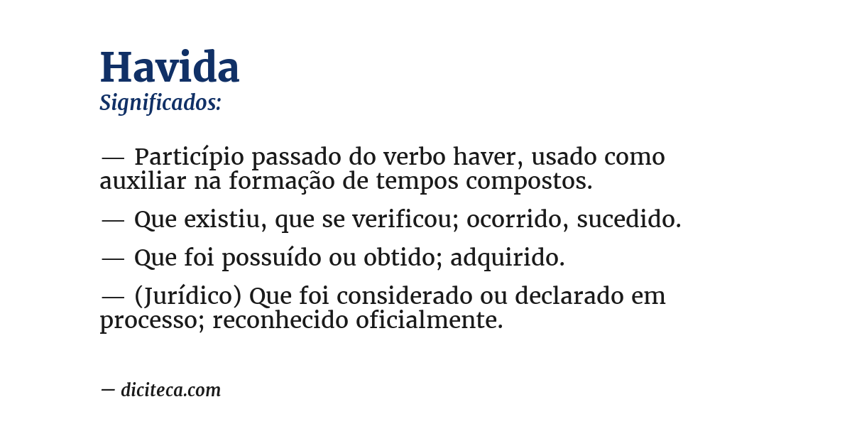 Significado de havida