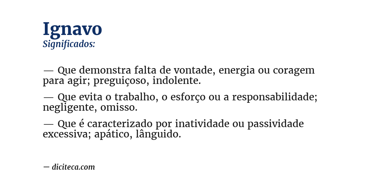 Significado de ignavo