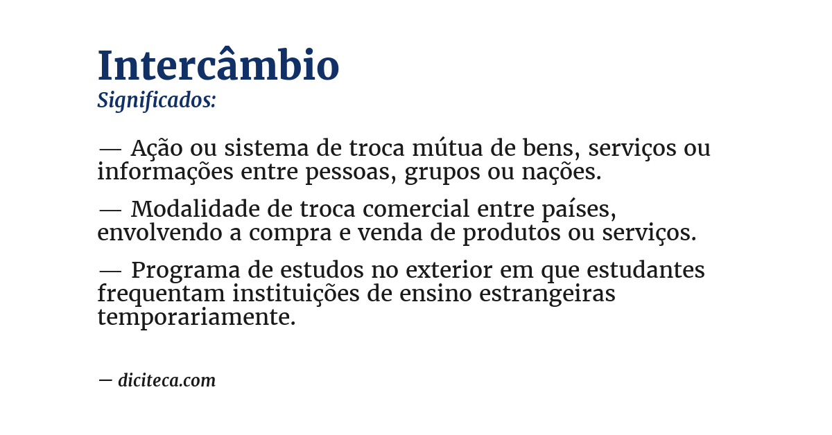 Significado de intercâmbio