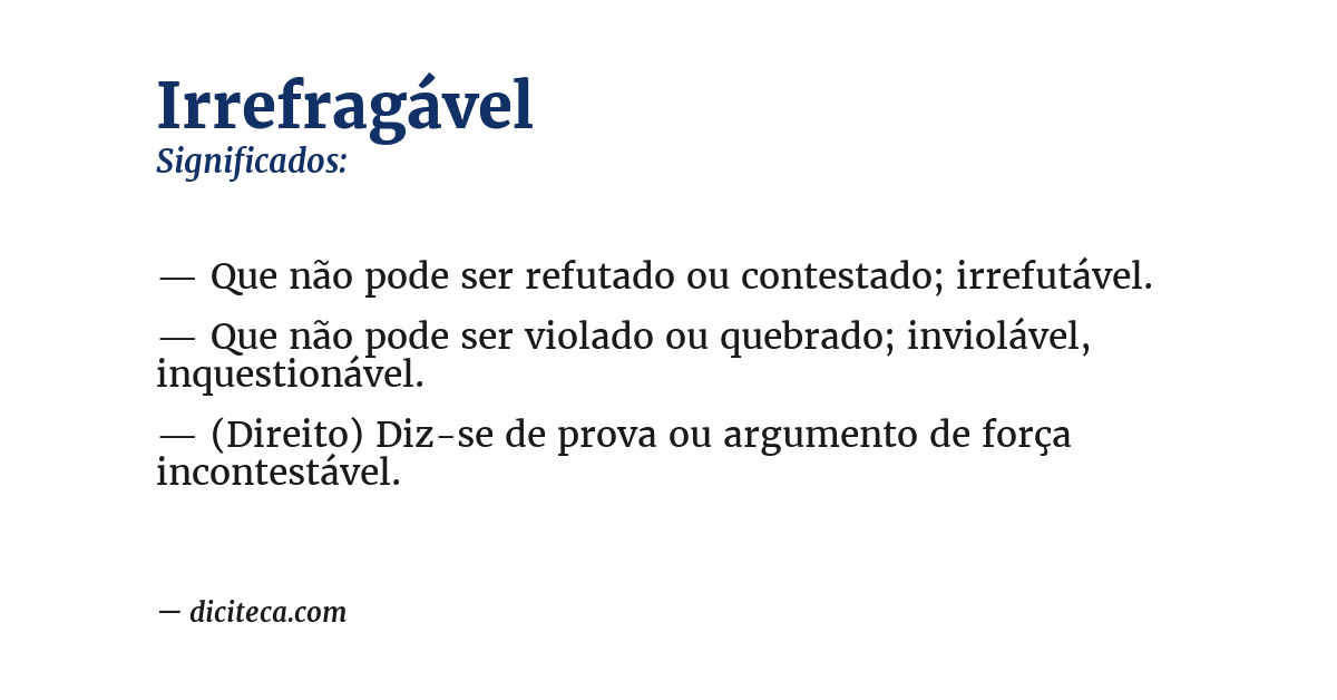 Significado de irrefragável