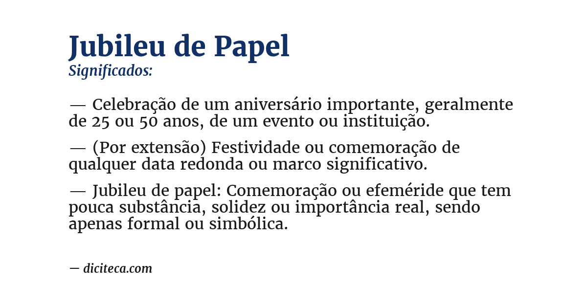 Significado de jubileu de papel