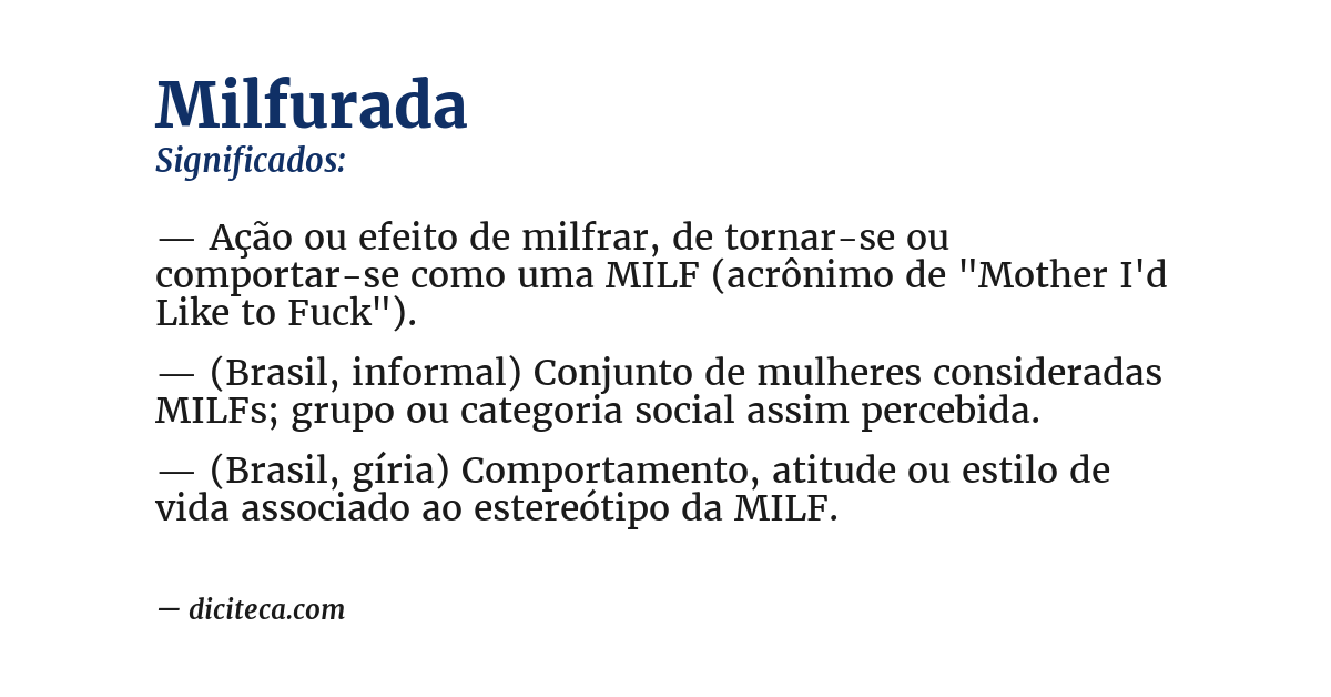 Significado de milfurada