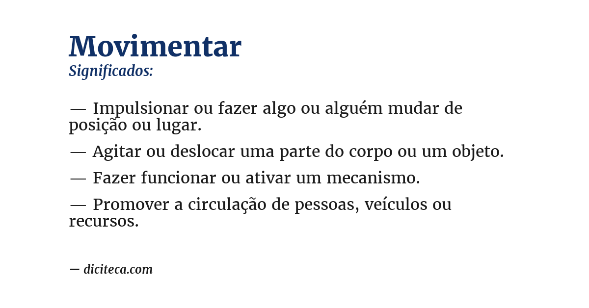 Significado de movimentar