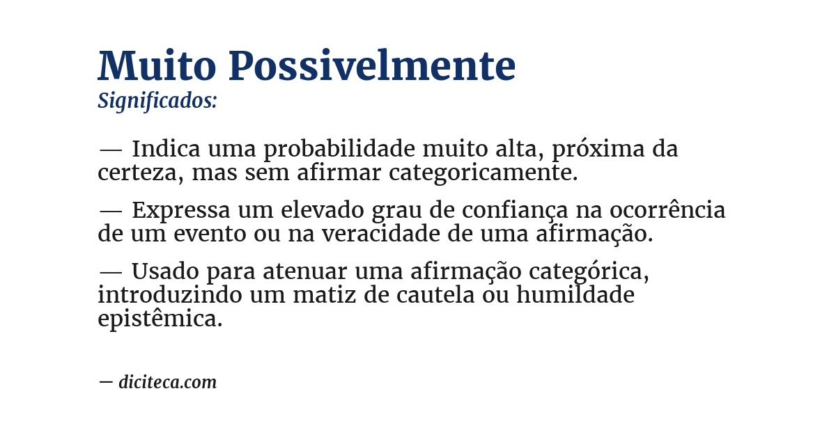Significado de muito possivelmente