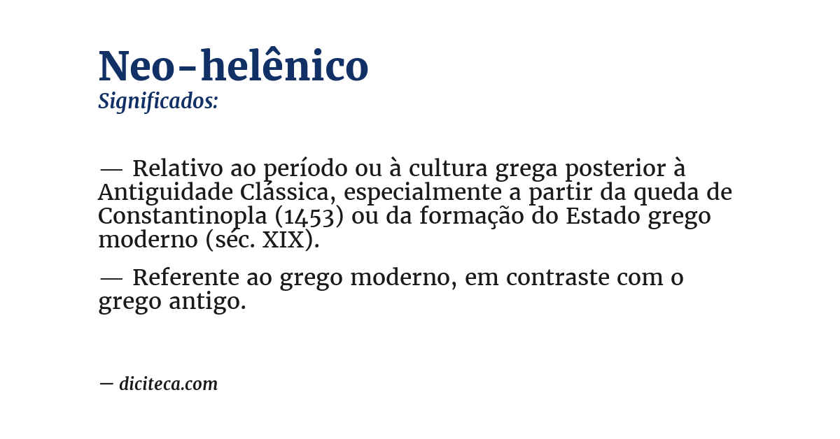 Significado de neo-helênico