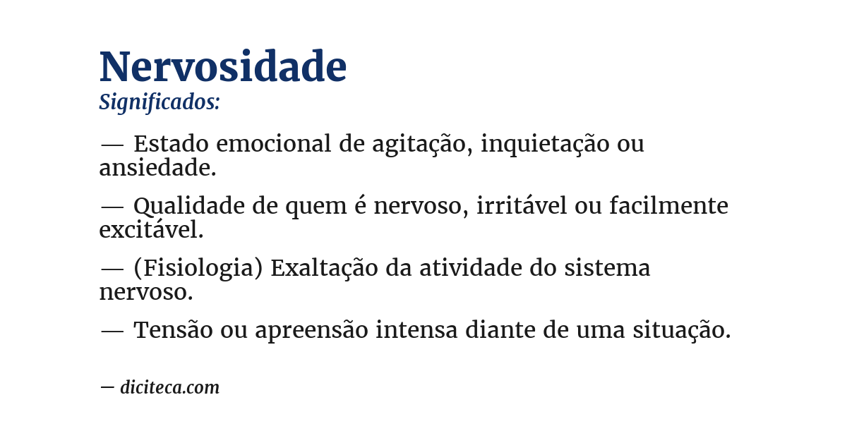 Significado de nervosidade