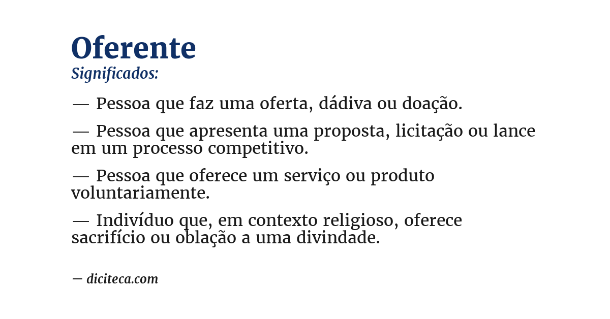 Significado de oferente