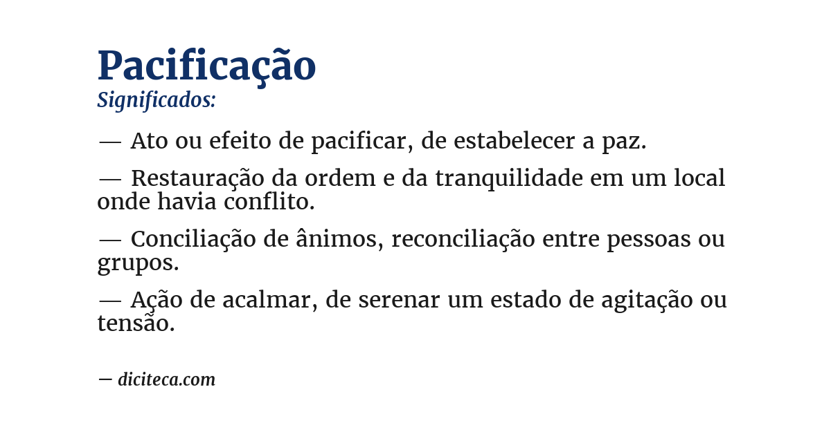 Significado de pacificação