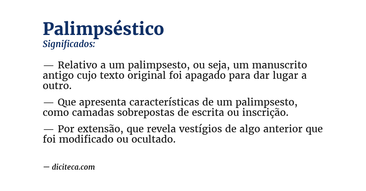 Significado de palimpséstico