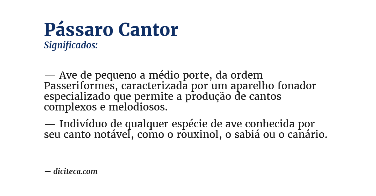 Significado de pássaro cantor