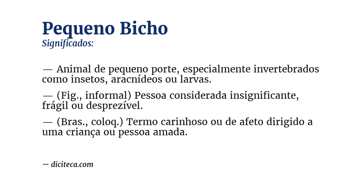 Significado de pequeno bicho