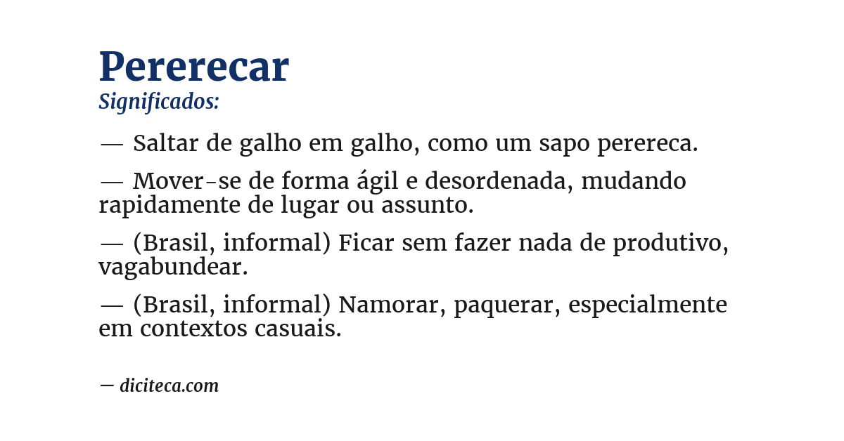 Significado de pererecar