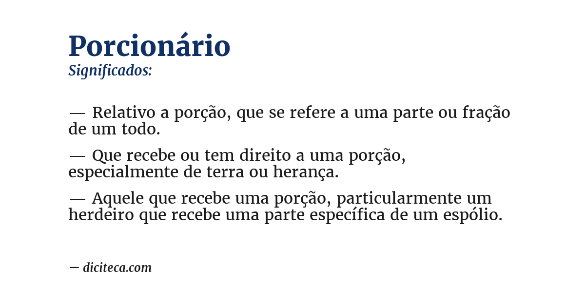 Significado de porcionário