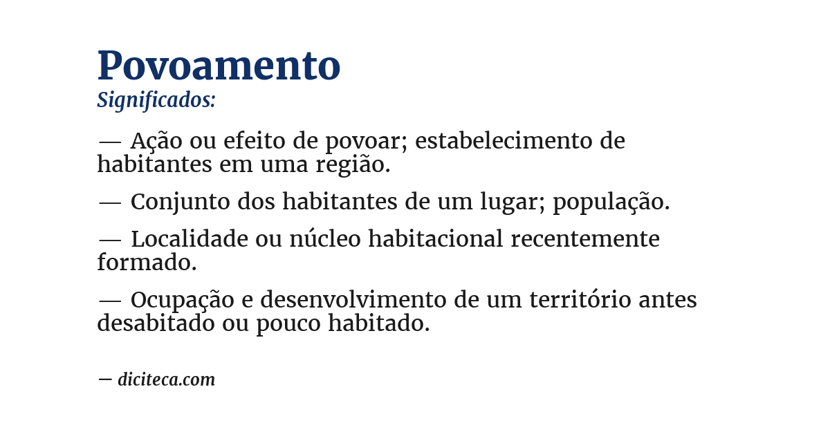 Significado de povoamento