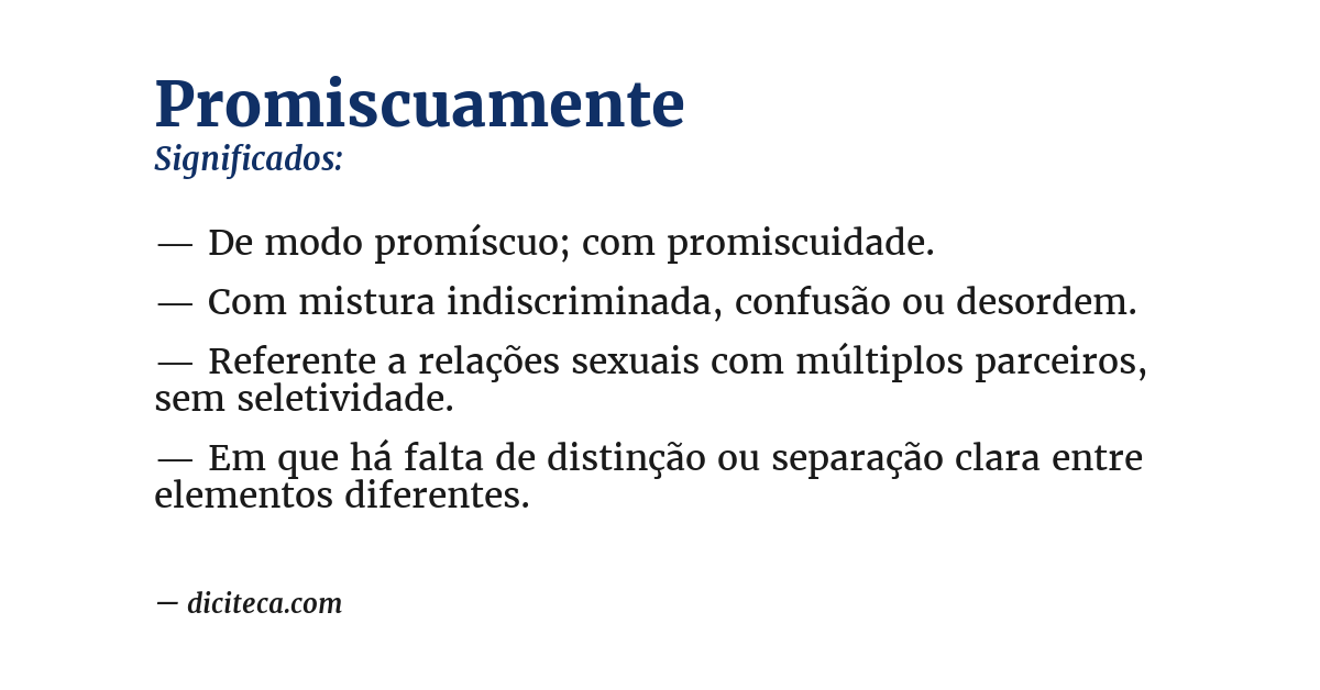 Significado de promiscuamente