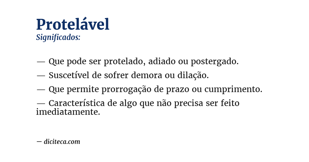 Significado de protelável