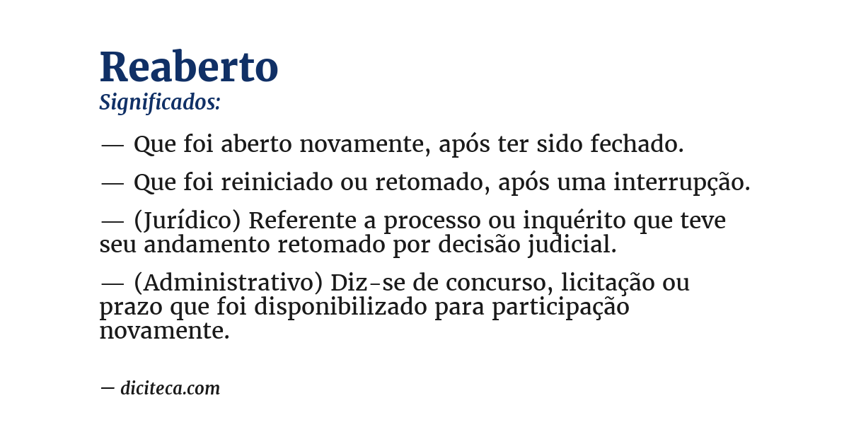 Significado de reaberto