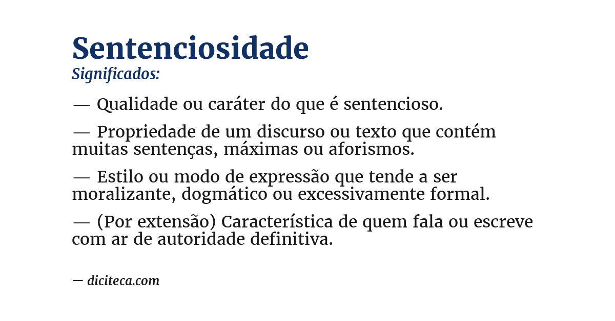Significado de sentenciosidade