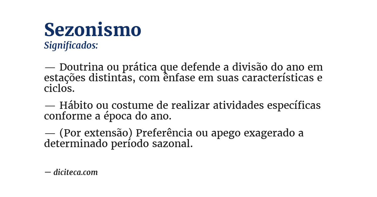 Significado de sezonismo