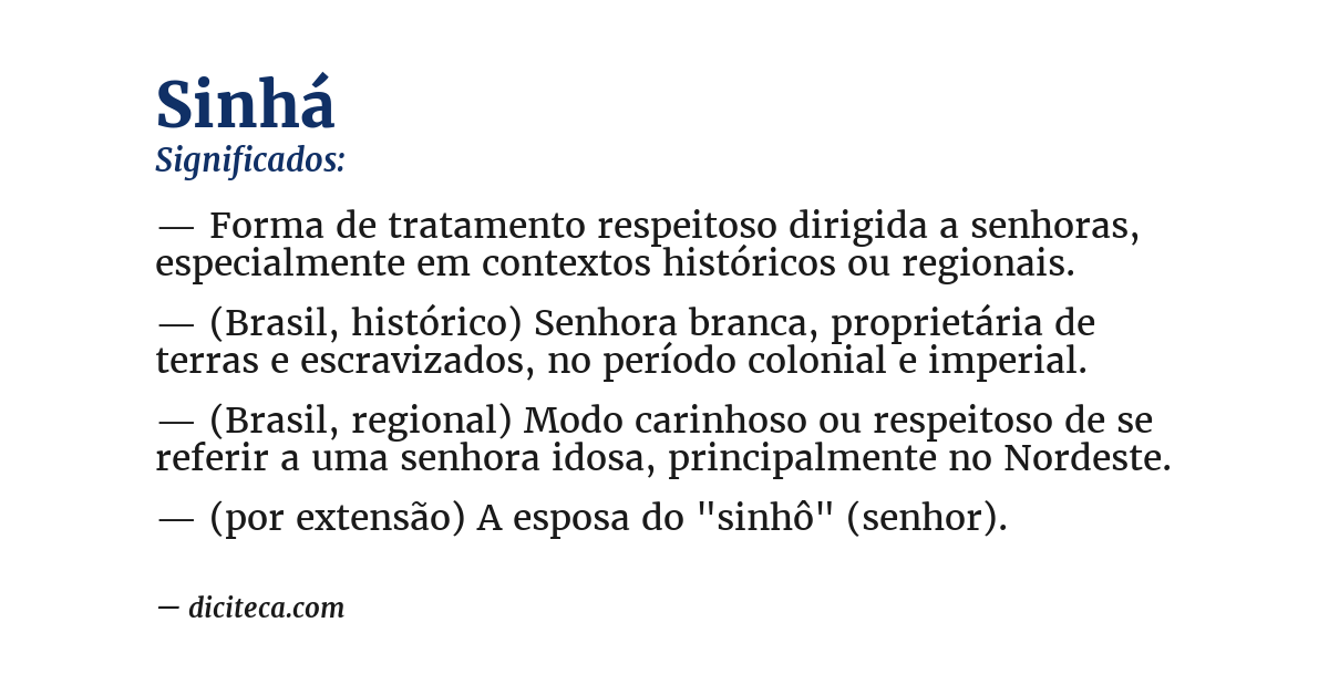 Significado de sinhá