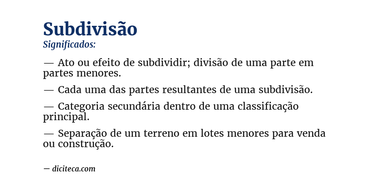 Significado de subdivisão