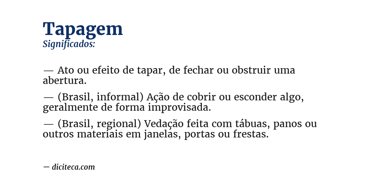 Significado de tapagem