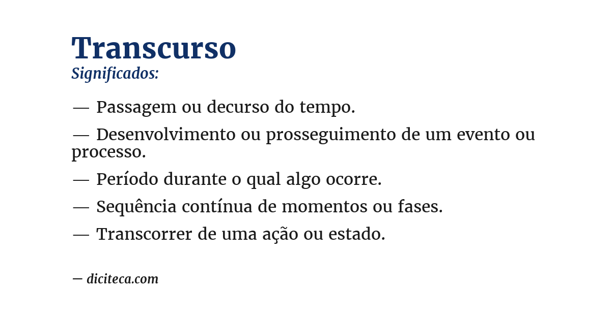 Significado de transcurso