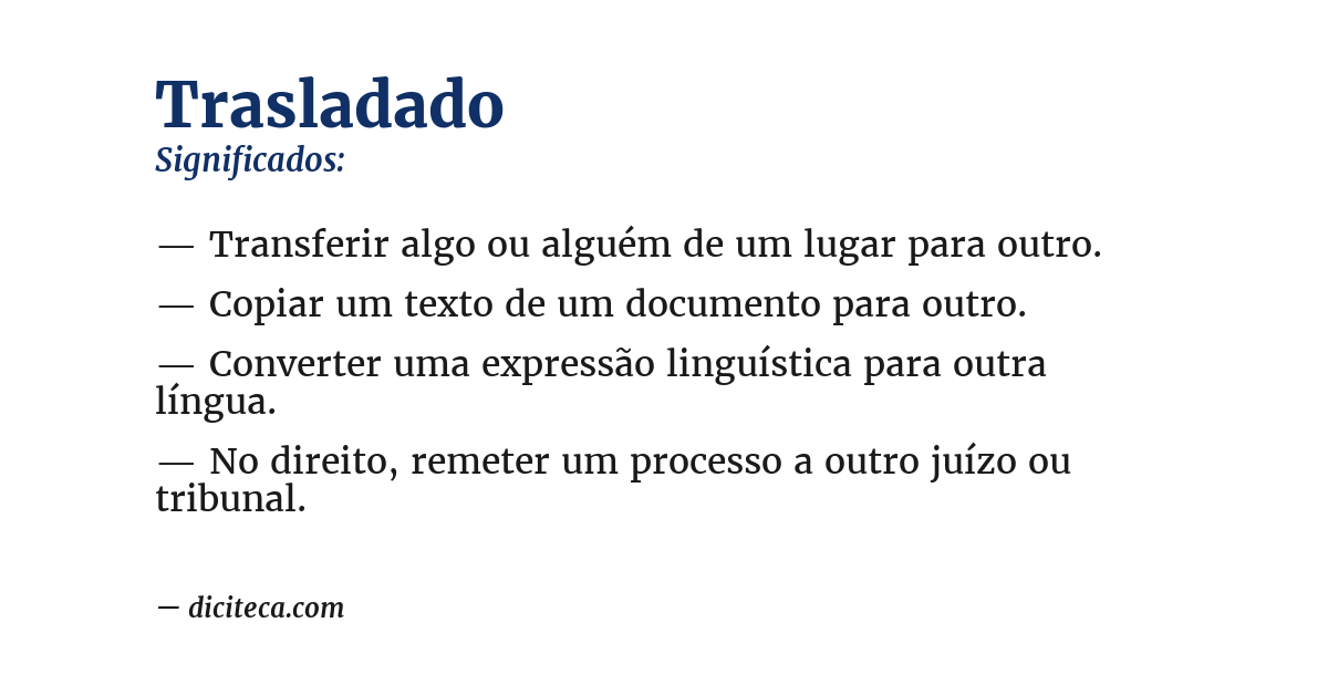 Significado de trasladado
