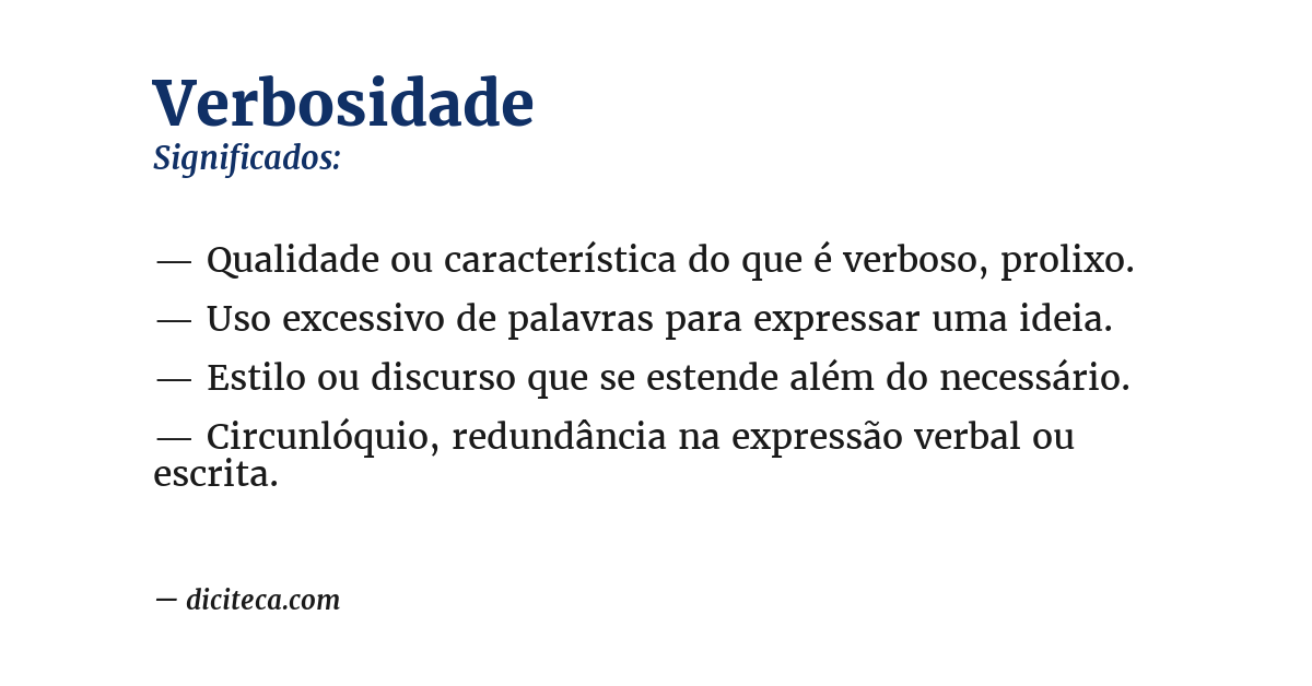 Significado de verbosidade