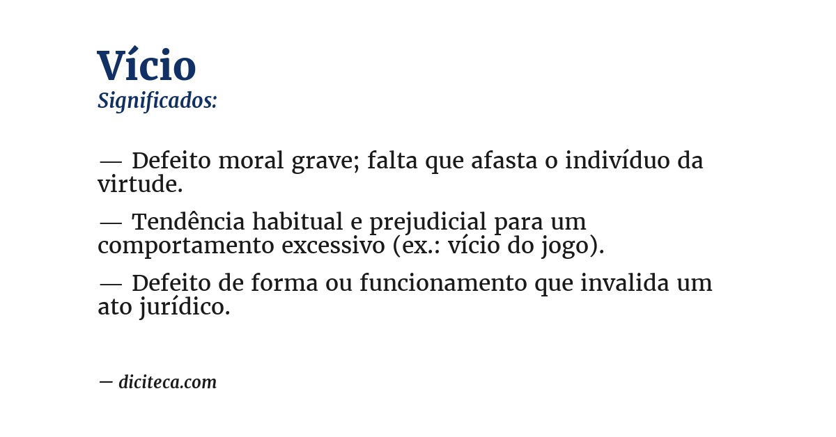 Significado de vício
