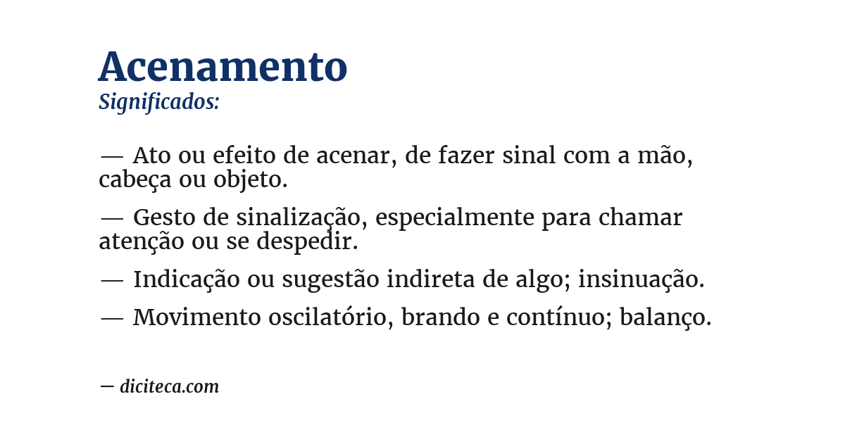 Significado de acenamento